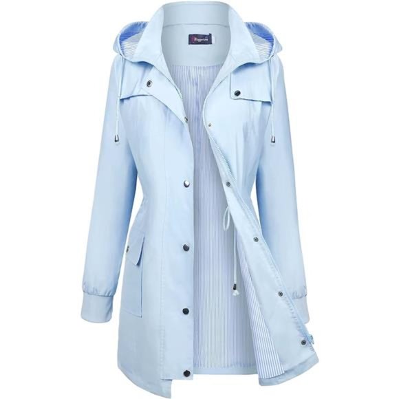 Women's Raincoats Windbreaker Rain Jacket Waterproof Lightweight Outdoor Hooded